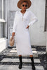 Decorative Button Notched Dropped Shoulder Sweater Dress