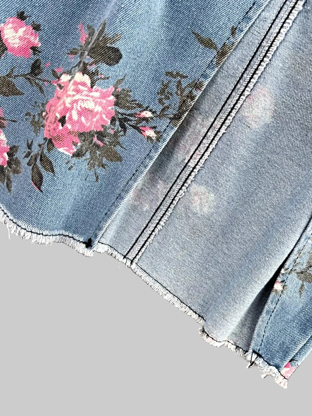 Floral Print Sweetheart Neck Cami and Skirt Denim Set -