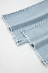 Light Wash Utility Pocket Straight Leg Jeans -