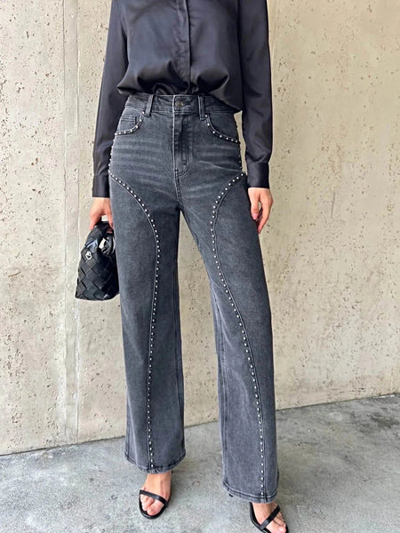 Studded Wide Leg Jeans -