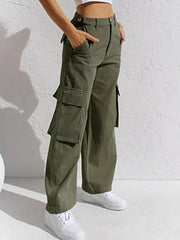 High-Waisted Wide Leg Cargo Jeans -