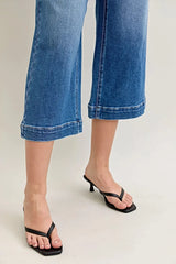 Judy Blue Mid Rise Crop Wide Leg Jeans -
