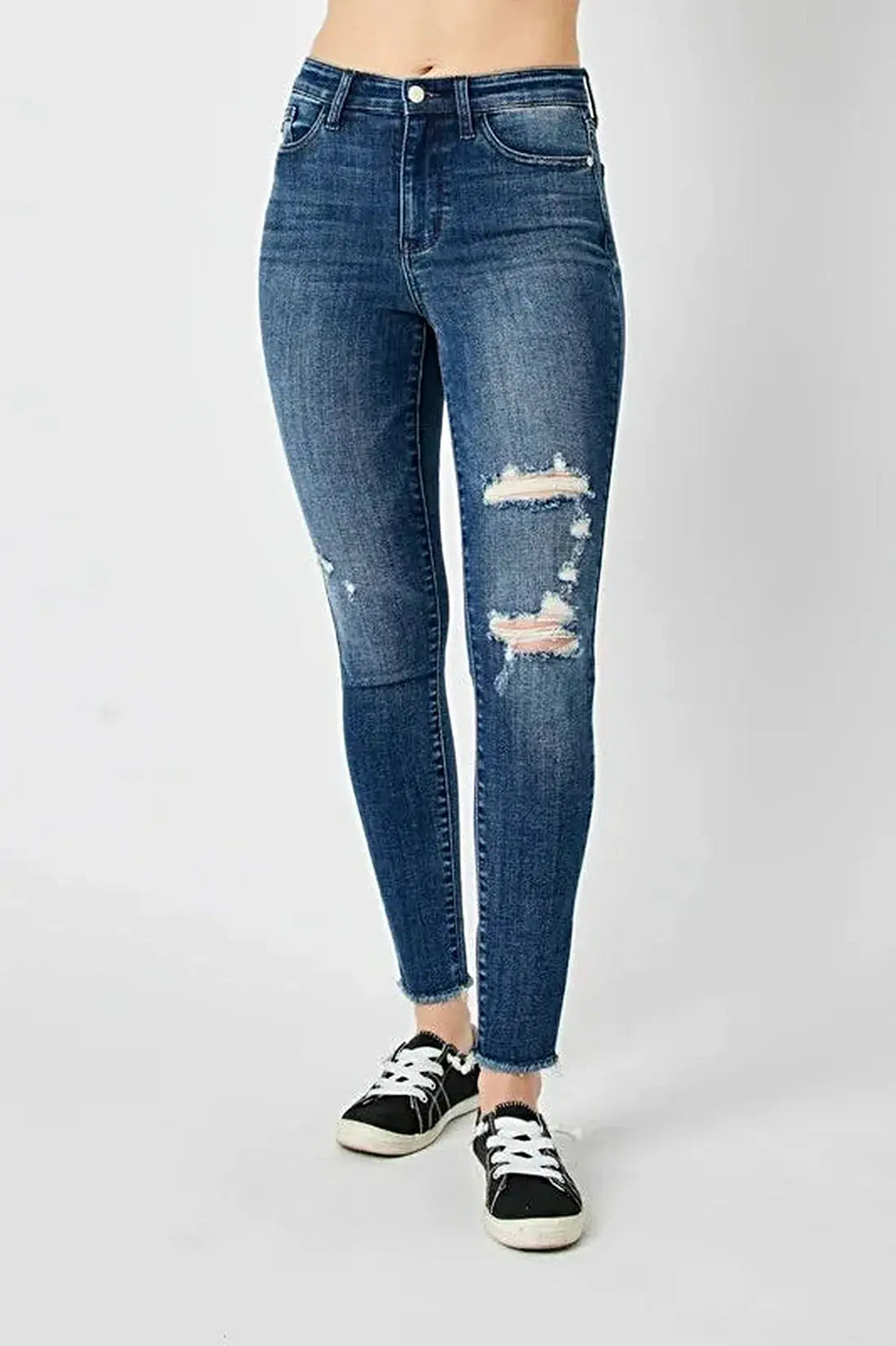 Judy Blue Full Size  High Waist Distressed Skinny Jeans -