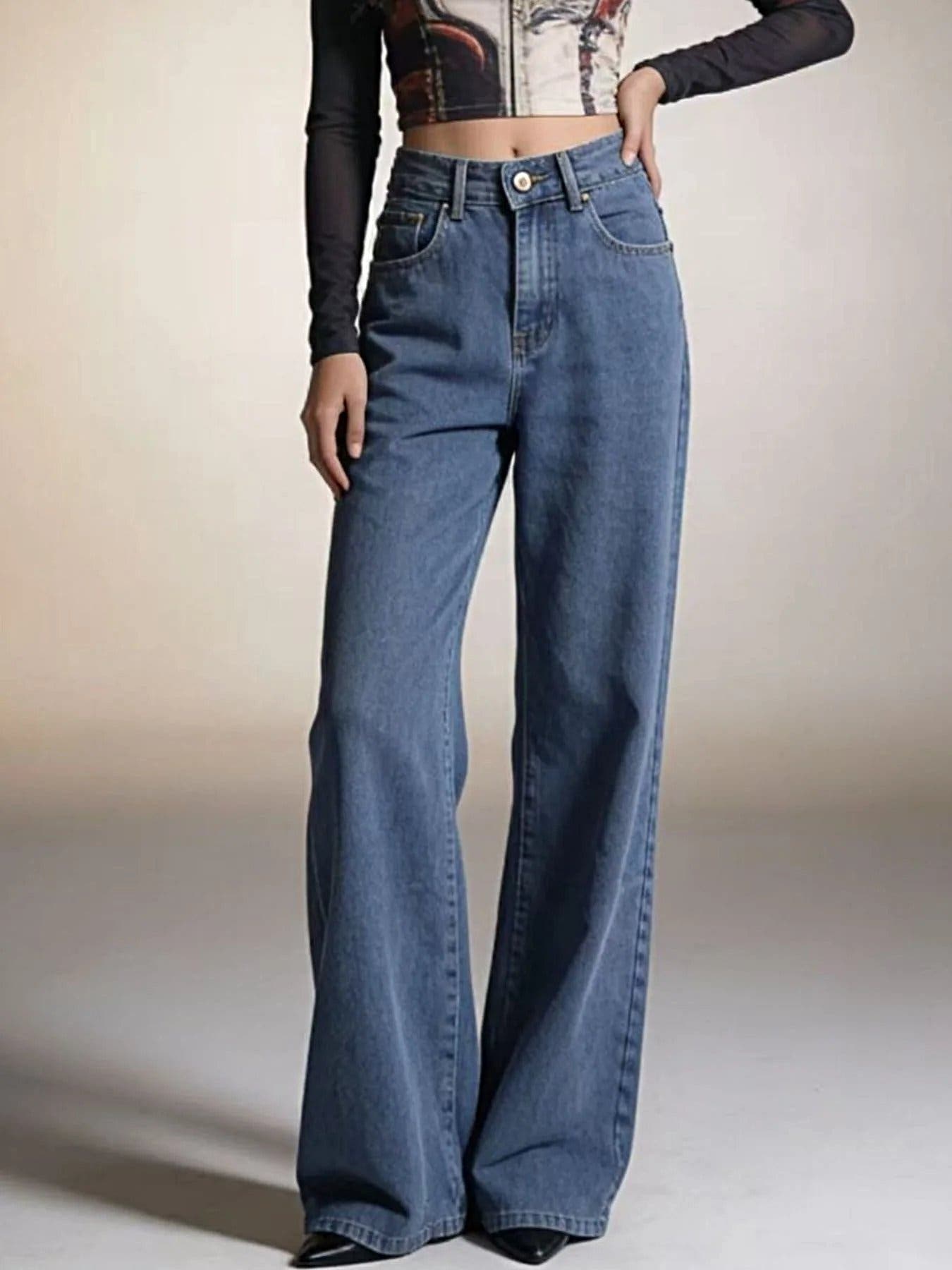 Bow Back Wide Leg Jeans -