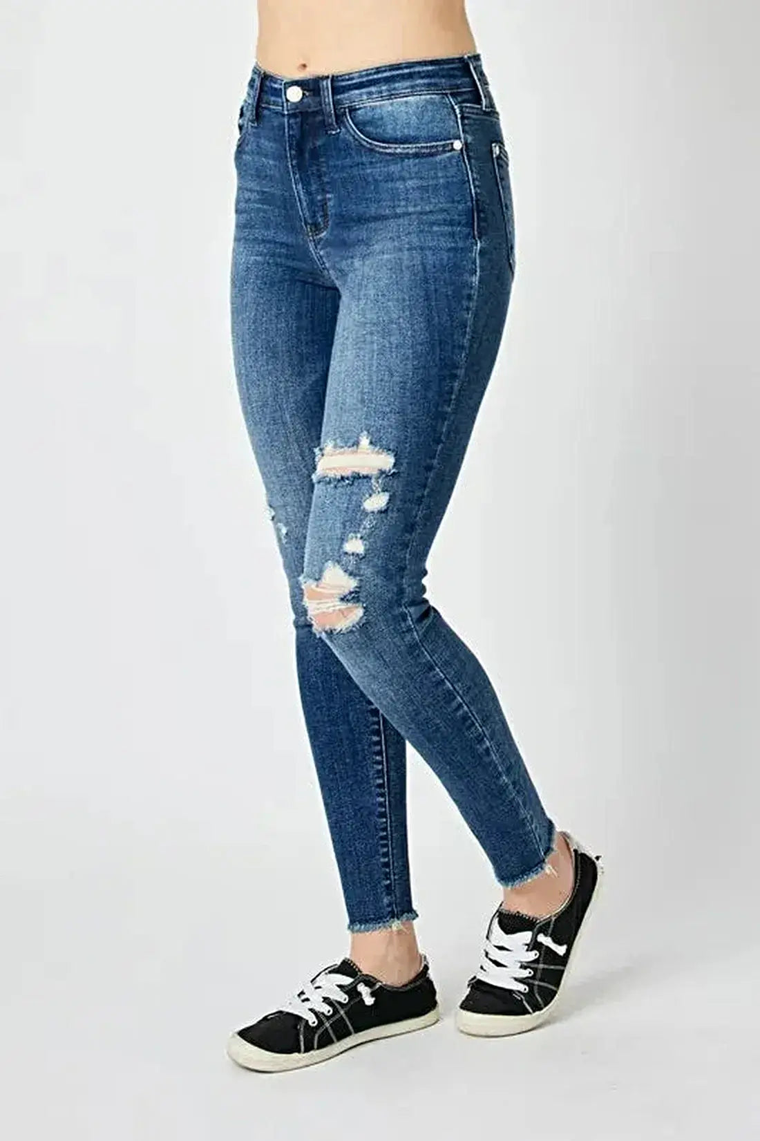 Judy Blue Full Size  High Waist Distressed Skinny Jeans -