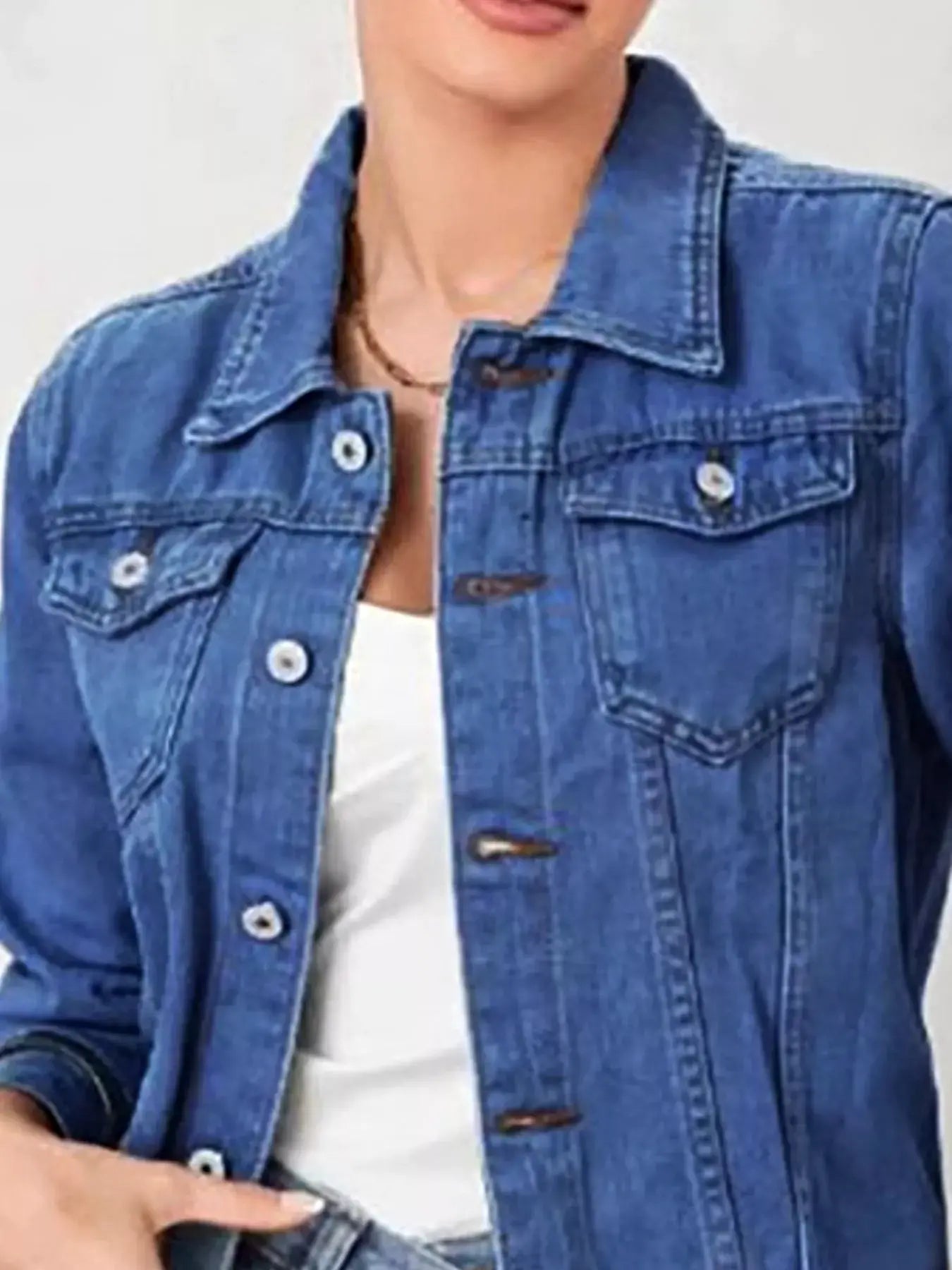 Button Up Long Sleeve Denim Jacket -