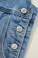 Pleated Wide Leg Retro Pocketed Denim Jumpsuit -