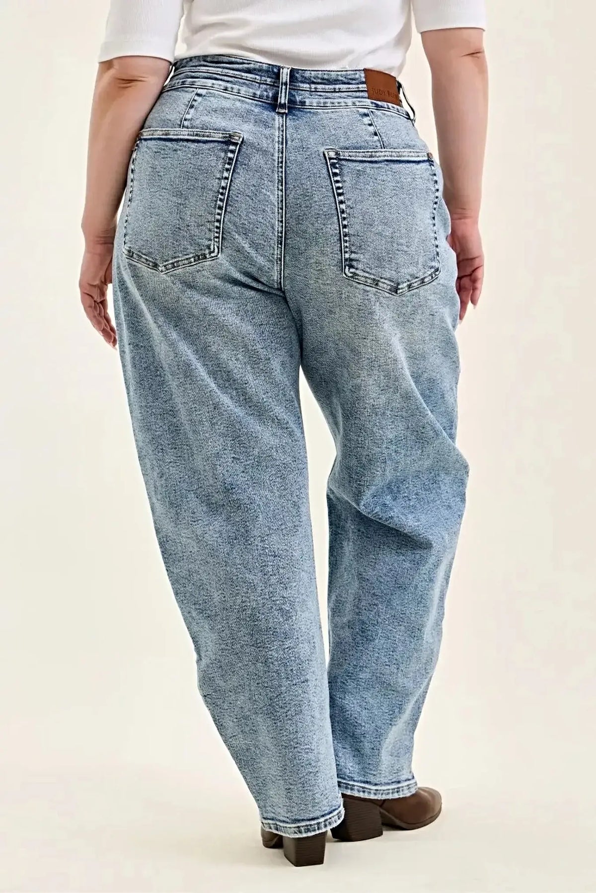 Judy Blue Full Size High Waist Marlow Arc Leg Jeans with Double Waistband Plus Size -