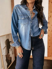 Washed Button Down Denim Shirt -