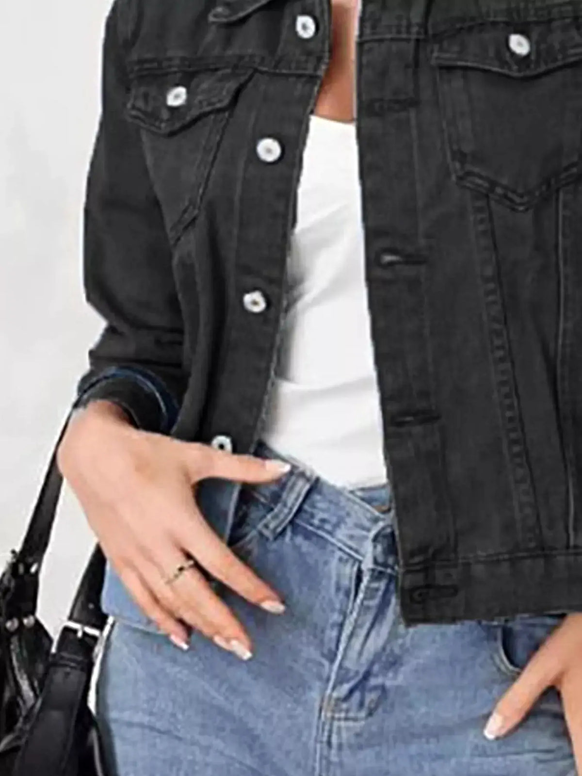 Button Up Long Sleeve Denim Jacket -