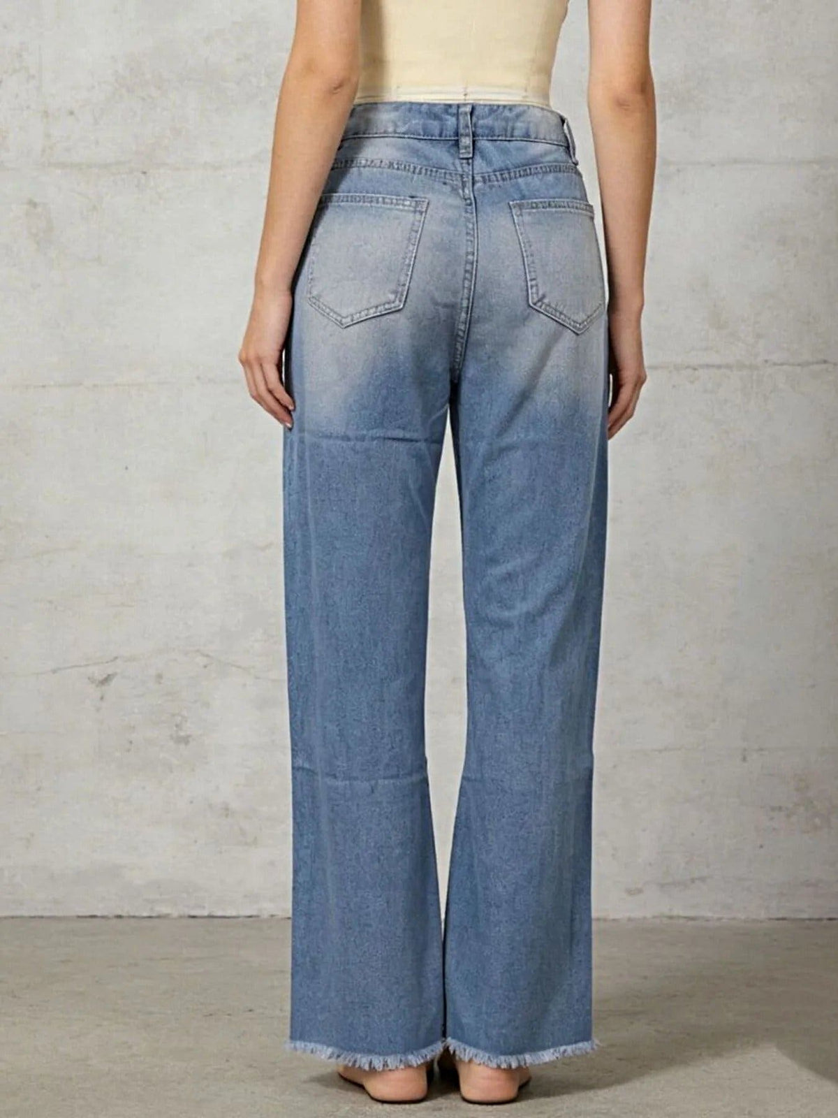 Distressed Raw Hem Bootcut Jeans -