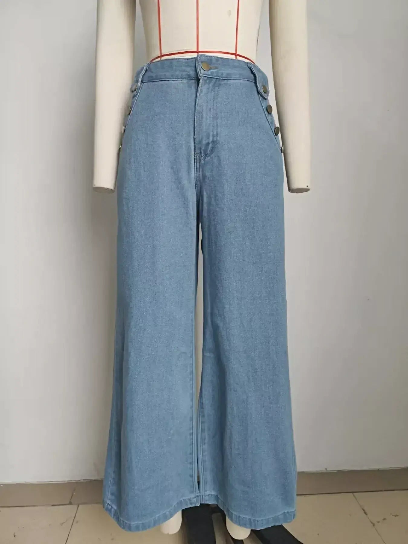 Sleeveless Button-Front Vest and Pants Denim Set -