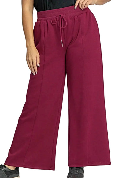 Umgee Full Size Drawstring Wide Leg Pants with Pockets -