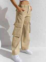 High-Waisted Wide Leg Cargo Jeans -