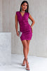 Ruched Surplice Sleeveless Wrap Dress