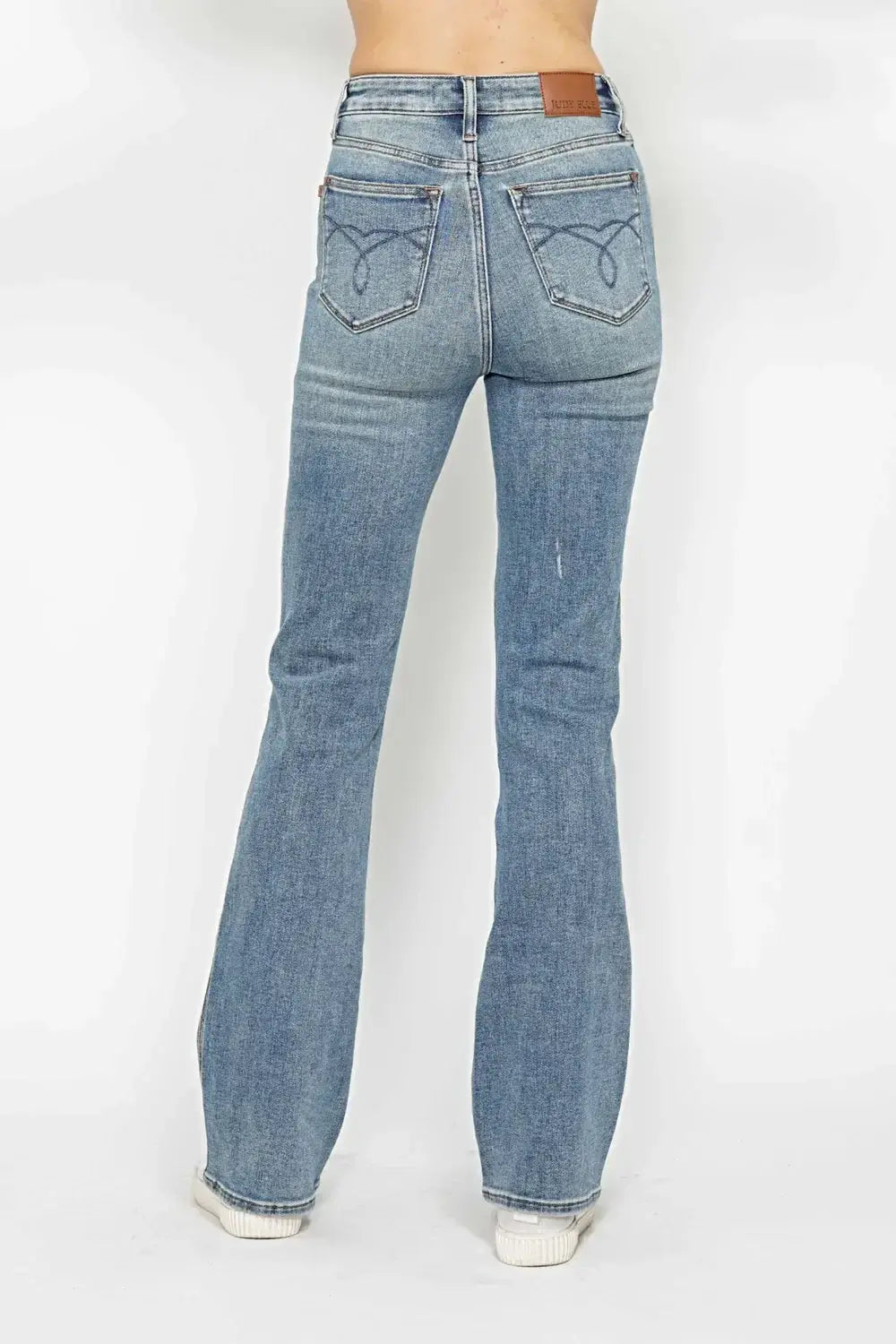 Judy Blue Full Size Tummy Control Back Embroidered Pocketed Bootcut Jeans Plus Size -