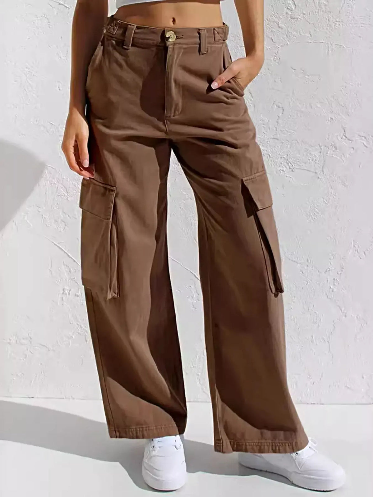 High-Waisted Wide Leg Cargo Jeans -
