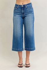 Judy Blue Mid Rise Crop Wide Leg Jeans -