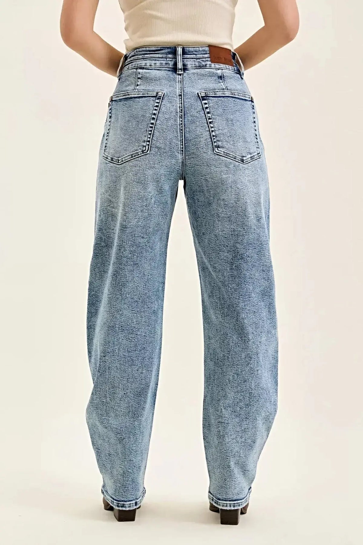 Judy Blue Full Size High Waist Marlow Arc Leg Jeans with Double Waistband Plus Size -