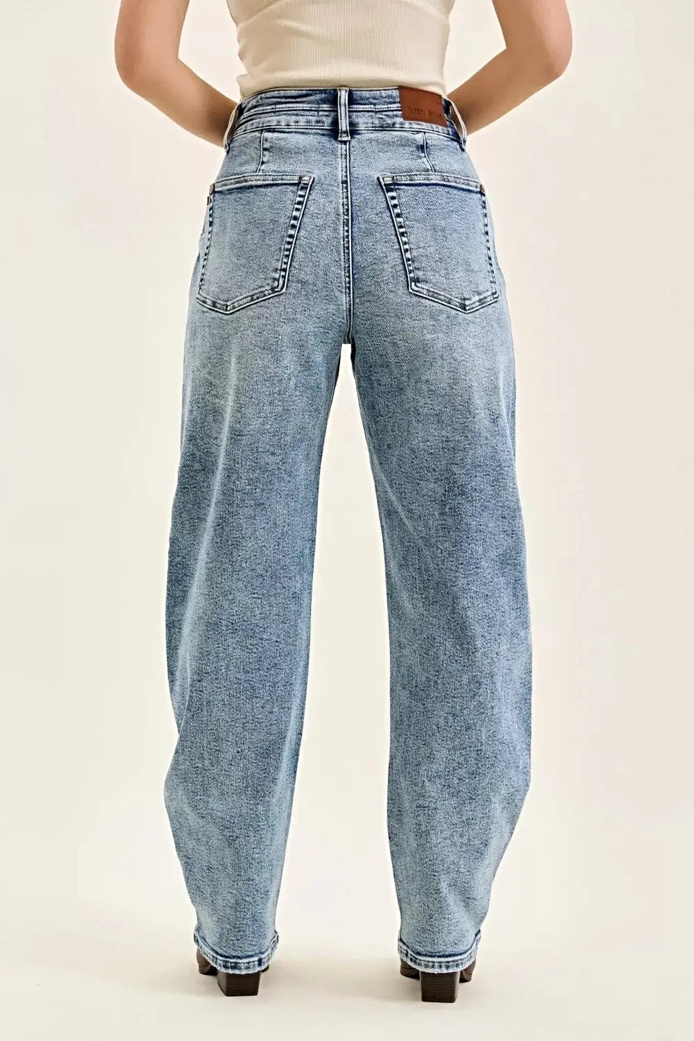Judy Blue Full Size High Waist Marlow Arc Leg Jeans with Double Waistband Plus Size -