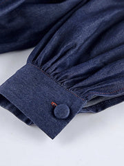 Tie Front Denim Top and Shorts Set -