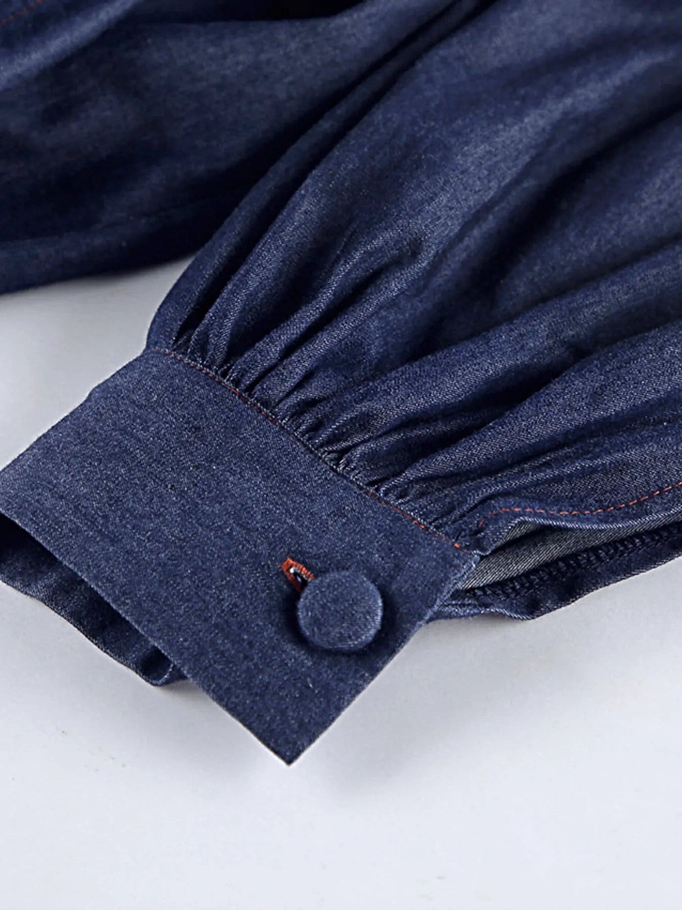 Tie Front Denim Top and Shorts Set -