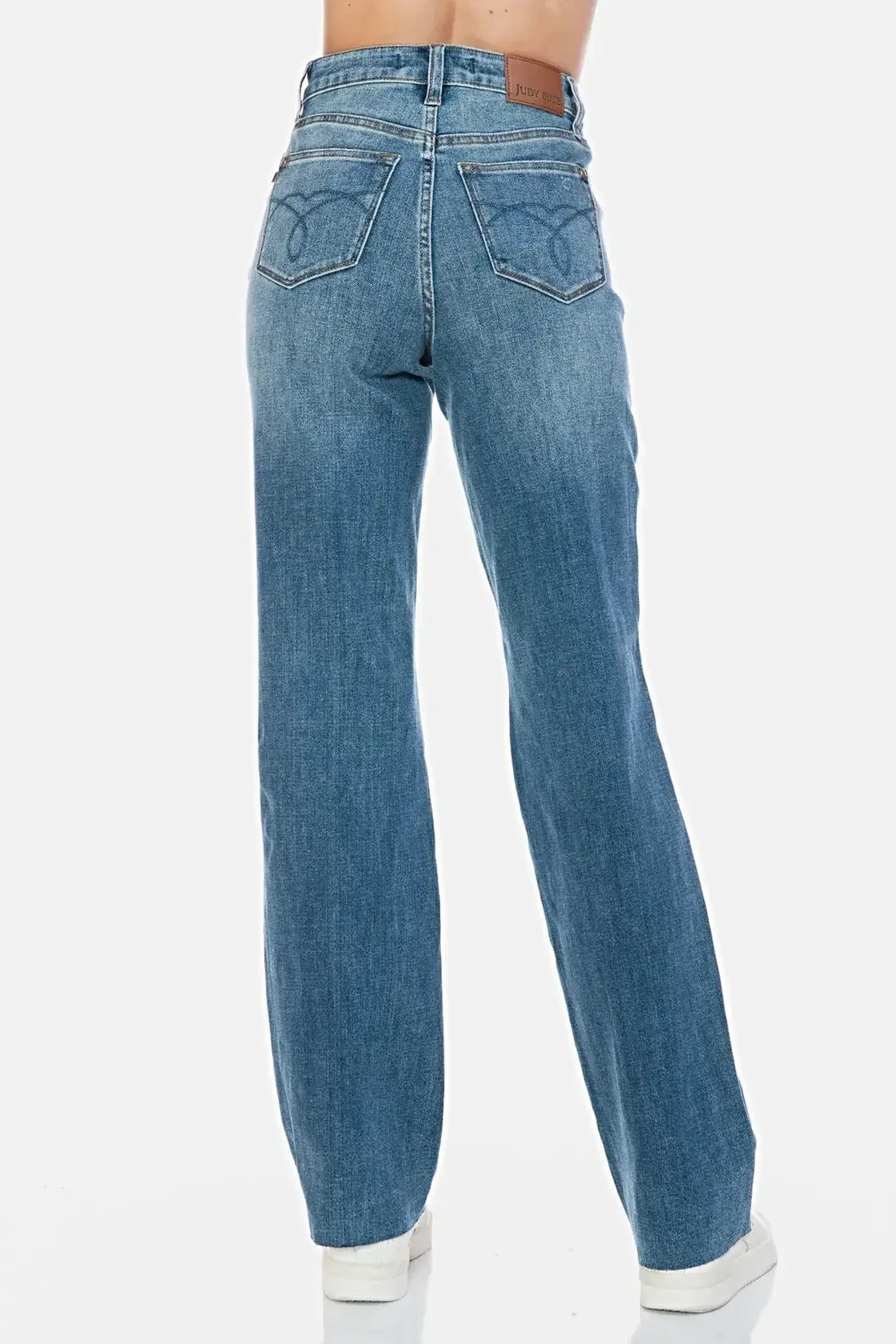 Judy Blue Full Size Tummy Control Cut Raw Hem Straight Jeans -