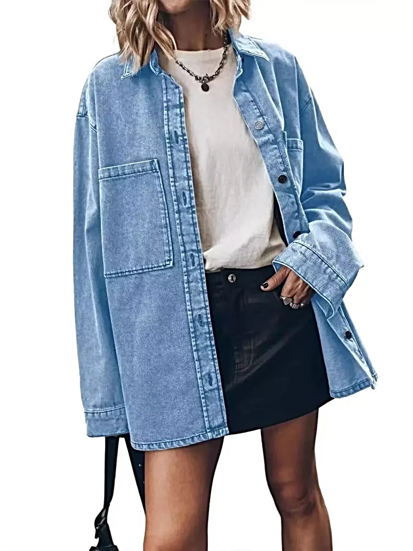 Oversized Button Up Denim Shirt -