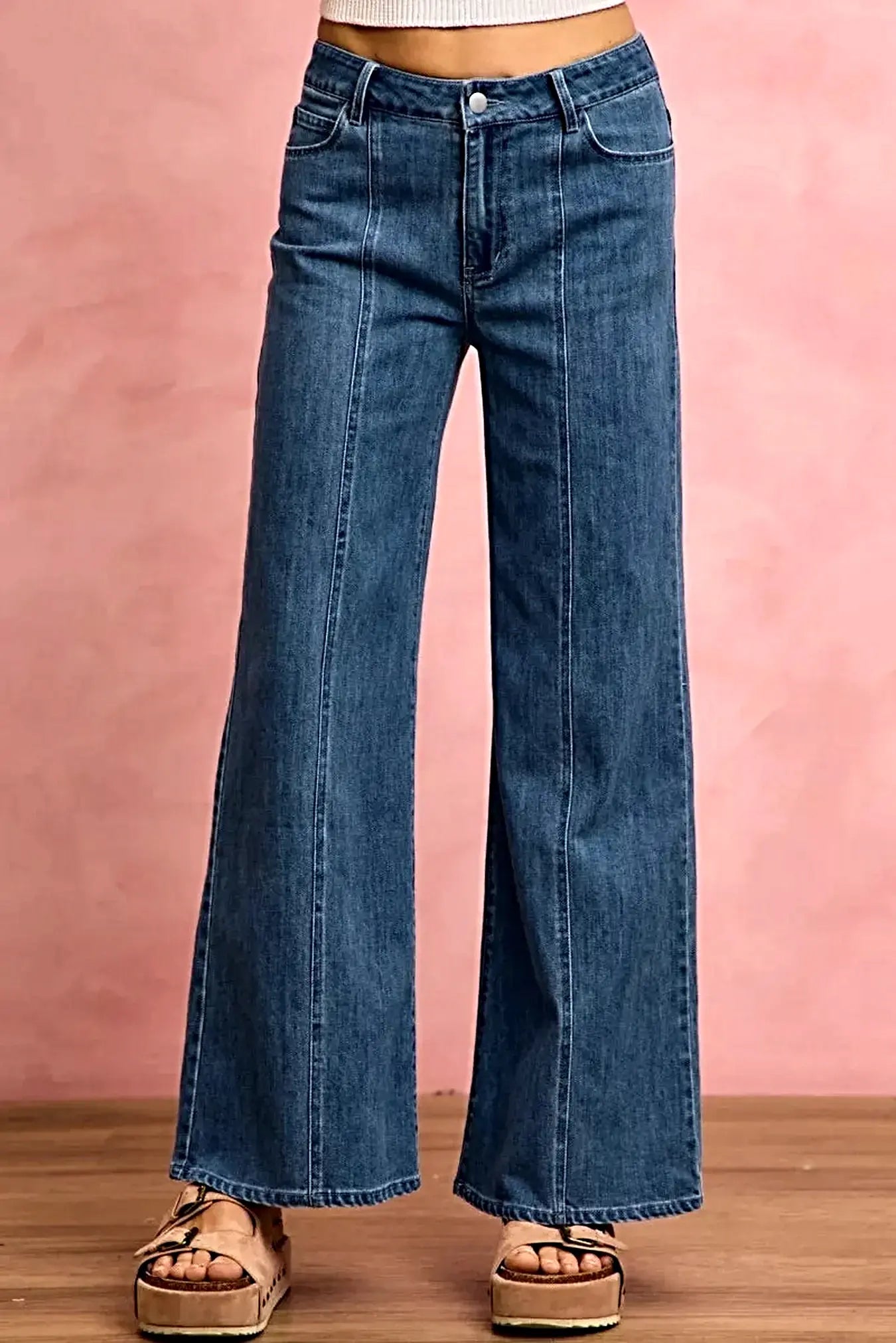SO ME Seam Detail Mid Rise Stretch Denim Jeans -