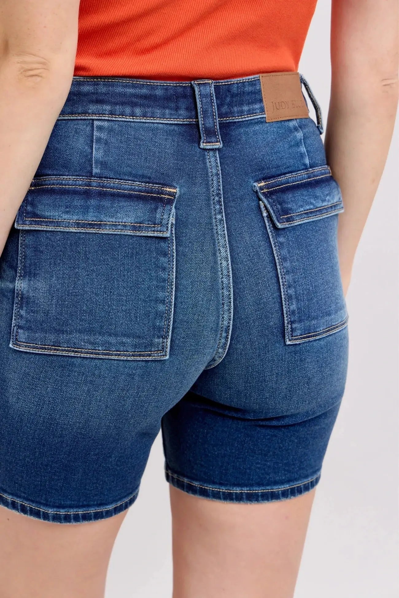 Judy Blue Full Size High Waist Bermudas Jeans W/ Back Flap Pockets Plus Size -