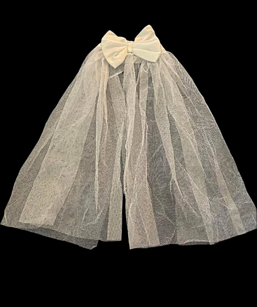 Elegant 18 Inch White Costume Veil with Satin Bow - ROMA IS-H 4293 bridal accessory showcasing a stylish and luxurious white costume veil perfect for brides.