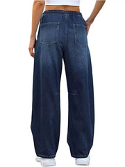 Elastic Waist Wide Leg Jeans -