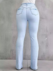 Full Size Wash High-Waisted Flare Jeans Plus Size -