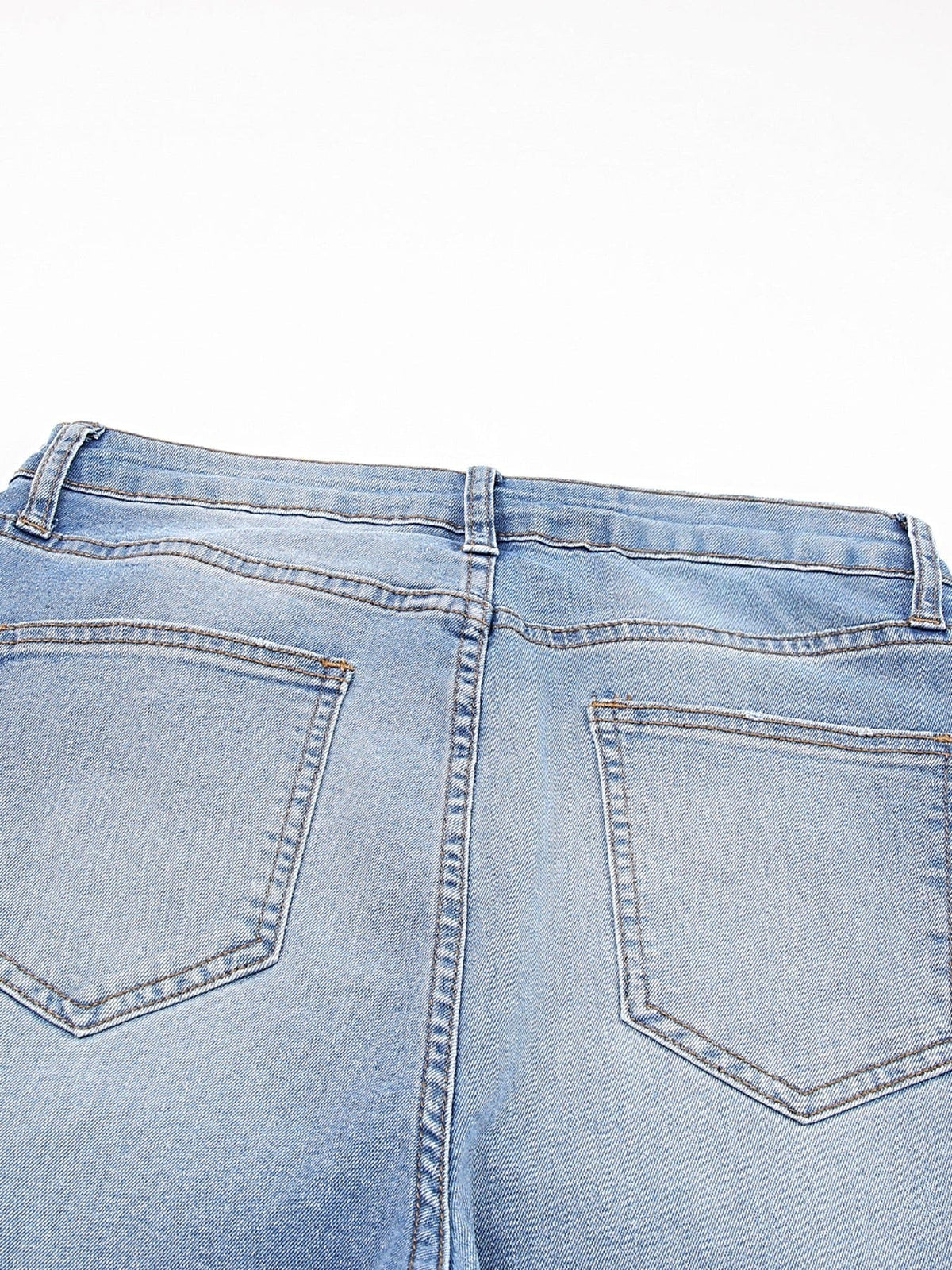 Whiskered Wash Raw Hem Cropped Jeans -
