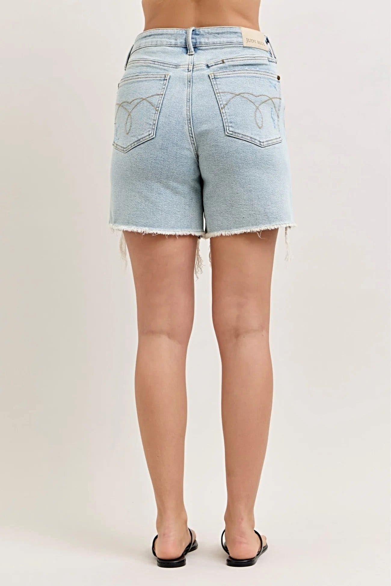 Judy Blue High-Waisted Rigid Magic Dad Short Wwith Cell Phone Back Pockets -