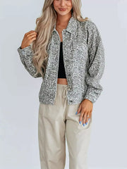 Leopard Button Up Denim Jacket -