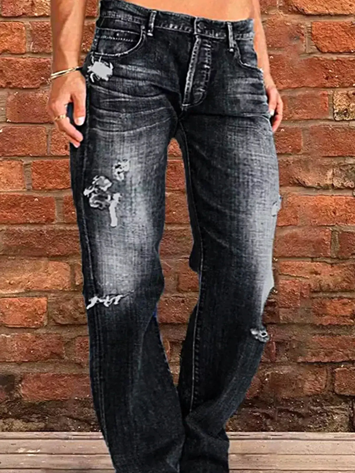 Full Size Distressed Raw Hem Jeans Plus Size -