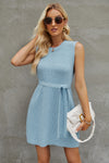 Tied Round Neck Sleeveless Sweater Dress