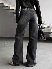 High-Waisted Slit Hem Jeans -