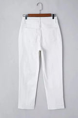 High-Waisted Straight Leg Jeans -