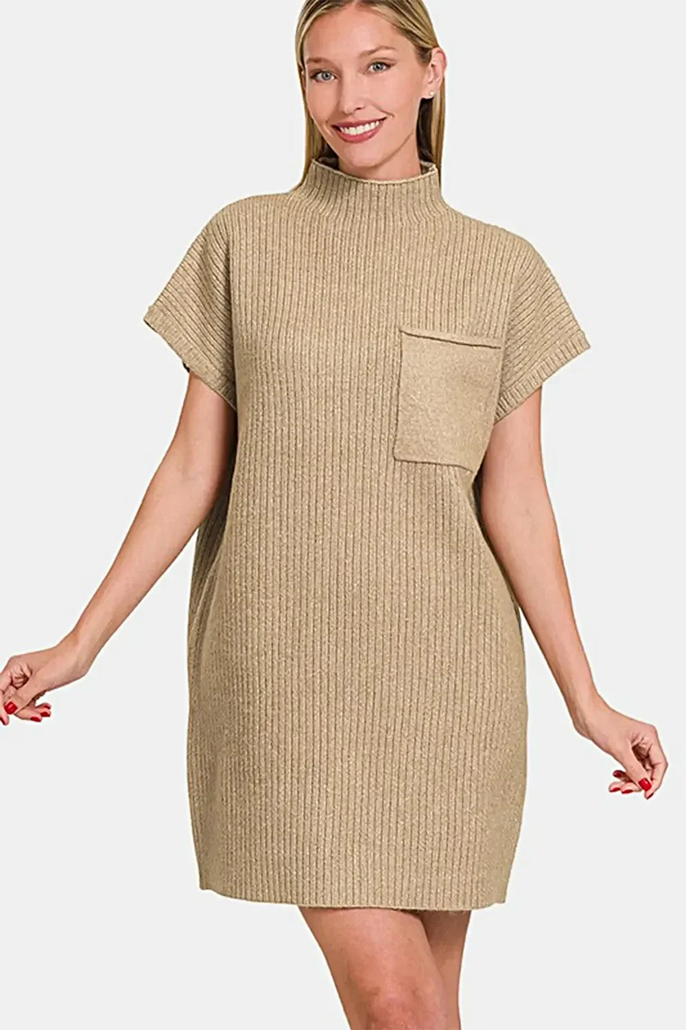 Zenana Short Sleeve Sweater Mini Dress -