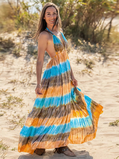 Tie-Dye Halter Neck Dress