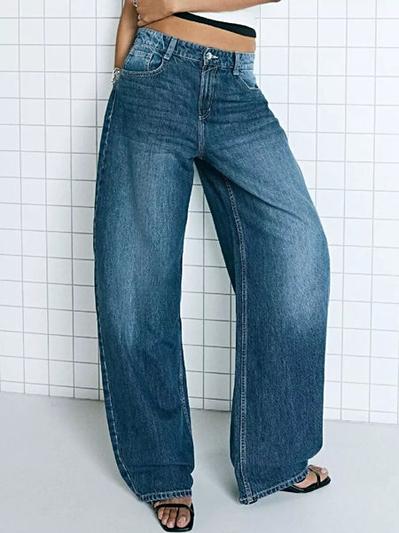 Wide Leg Washed Jeans -