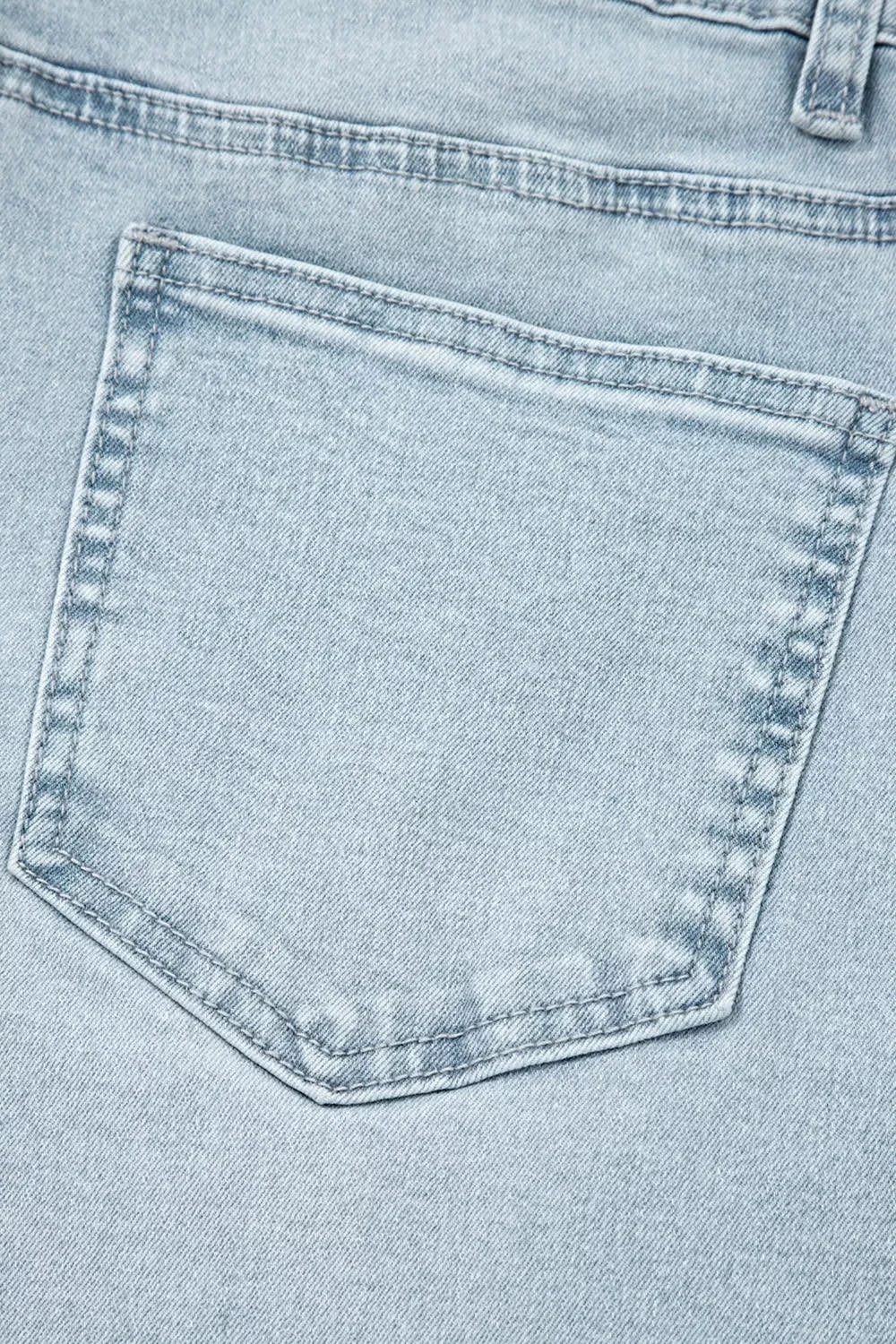 Light Wash Utility Pocket Straight Leg Jeans -