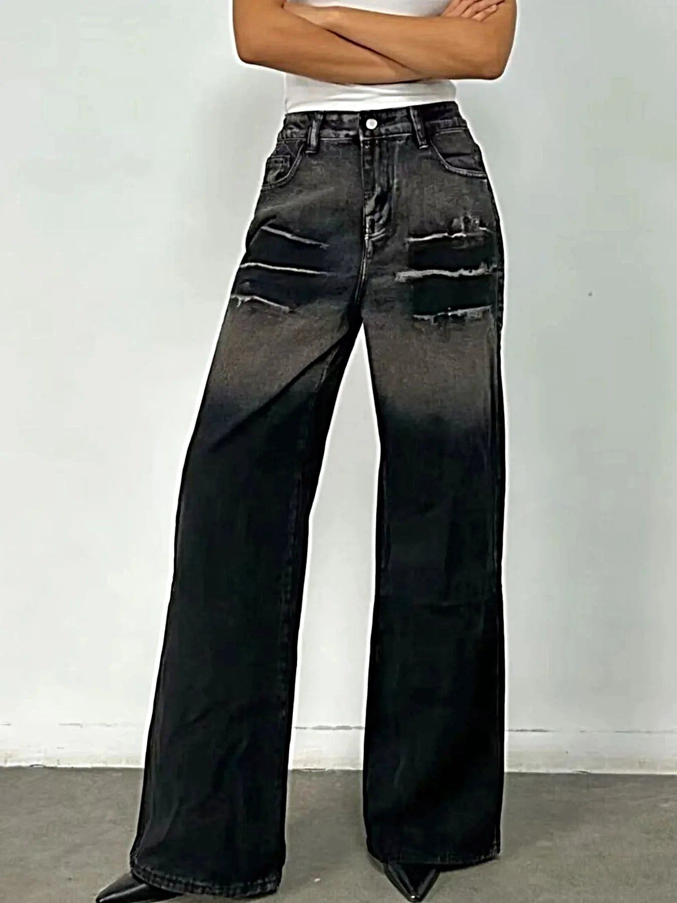 Washed Wide Leg Jeans -