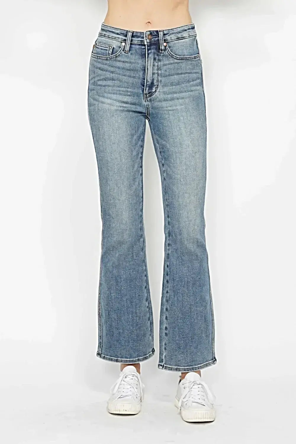 Judy Blue Full Size Tummy Control Back Embroidered Pocketed Bootcut Jeans Plus Size -