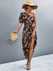 Printed Tie Waist One Shoulder Maxi Dress