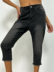 Raw Hem Capris Jeans -