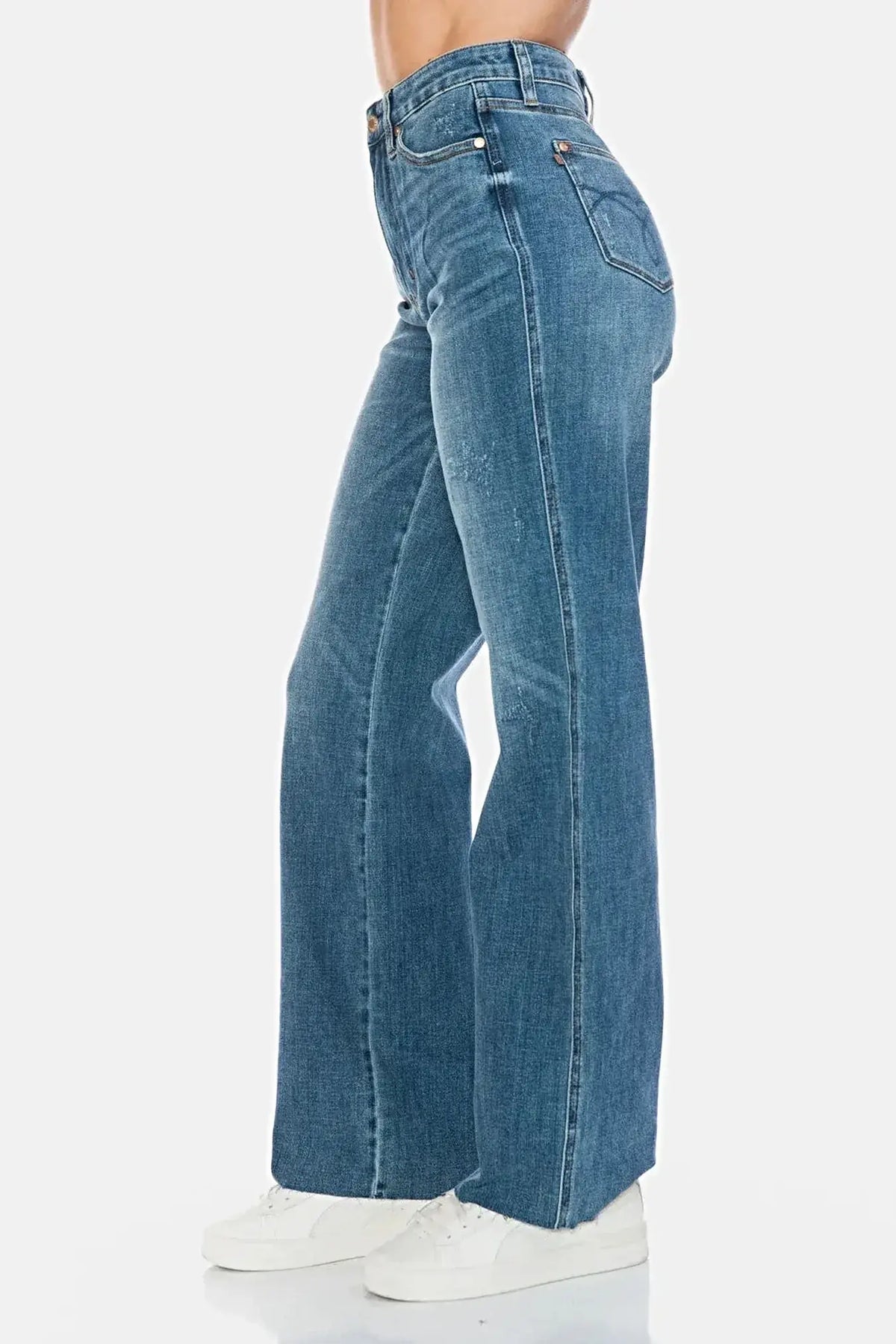 Judy Blue Full Size Tummy Control Cut Raw Hem Straight Jeans -