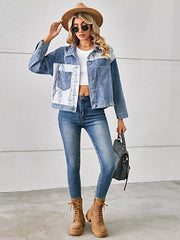 Snake Print Button Up Denim Jacket -